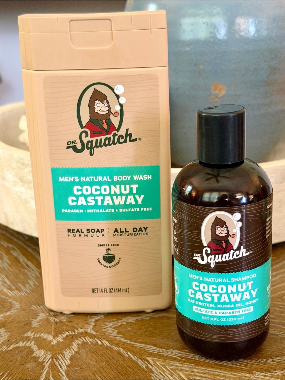 Dr. Squatch Coconut Castaway Men's Natural Body Wash and shampoo